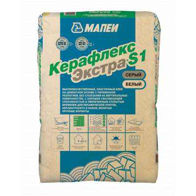 Клей плиточный эластичный Mapei KERAFLEX EXTRA S1, белый