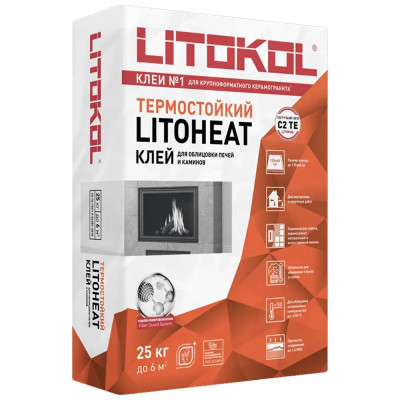 Термостойкий клей LITOKOL LITOHEAT: для керамогранита, керамической плитки, клинкера, натурального и искусственного камня, 25 кг — НН‑Строй.рф (Нижний Новгород)
