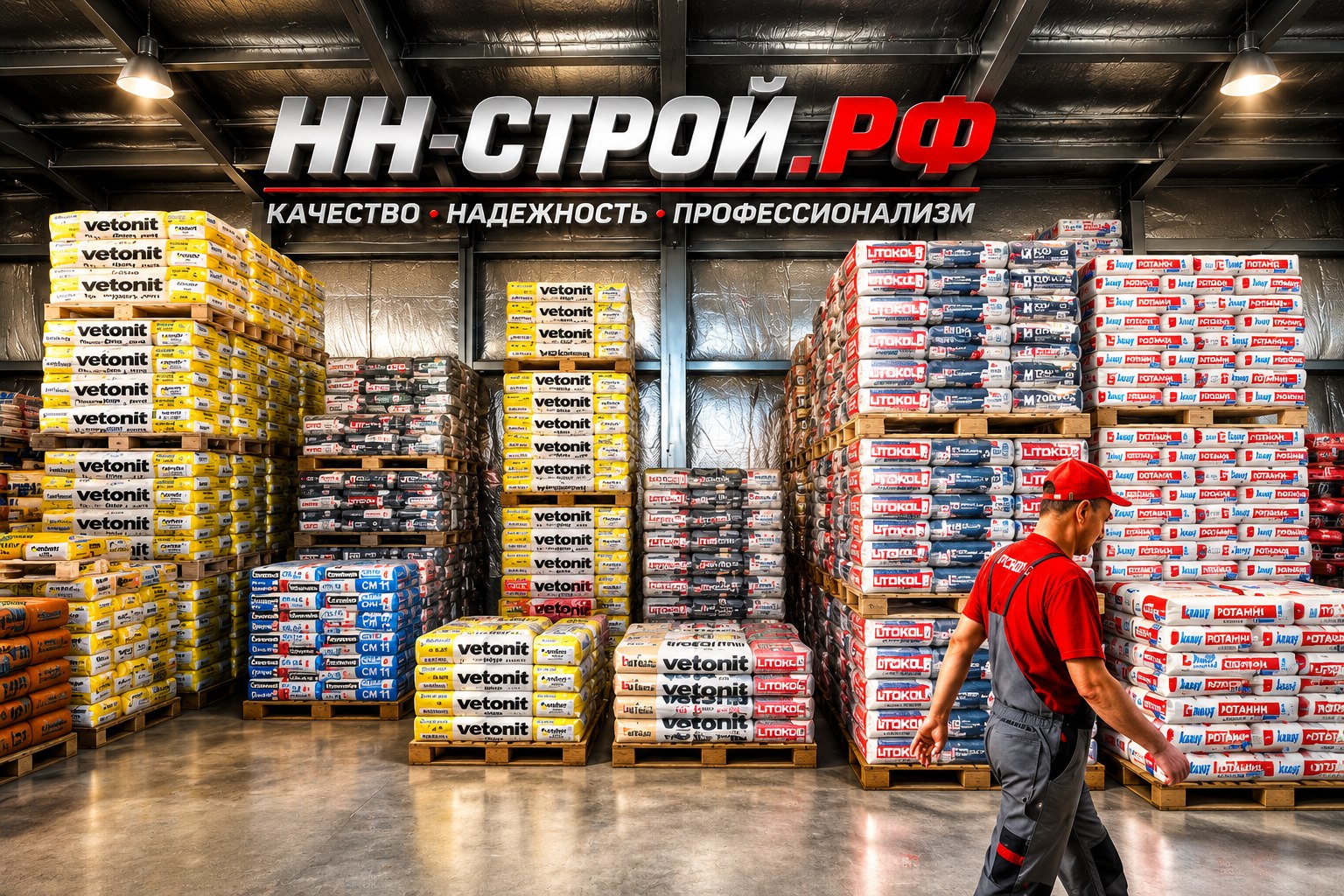 Сухие строительные смеси на складе НН‑Строй, Нижний Новгород